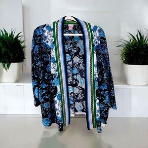 Chico’s Women’s Cardigan Size 3 (16-18 XL) Floral Pattern, 3/4 Length Sleeve